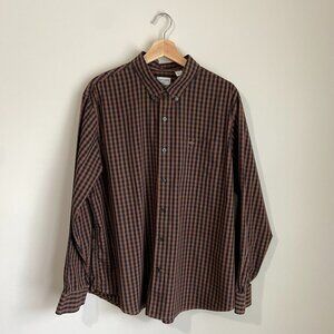 Dockers Men's (XL) Rust & Navy Check Long Sleeve Button Down Shirt